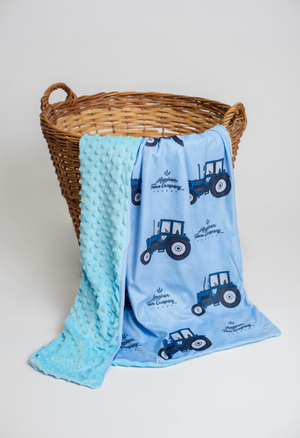 Blue Tractor  Minky Blanket