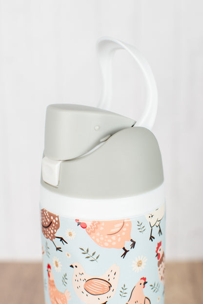 Blue Chickens & Blooms 24oz Skinny Silo Tumbler