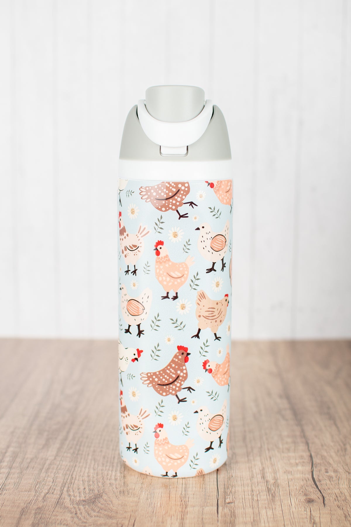 Blue Chickens & Blooms 24oz Skinny Silo Tumbler