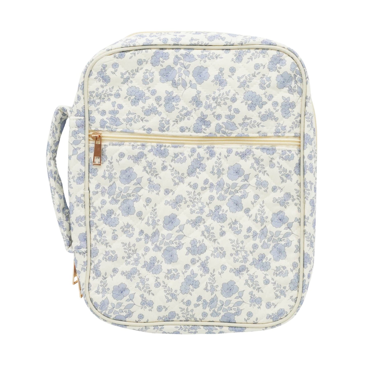 Blue Floral Quilted Bible Case