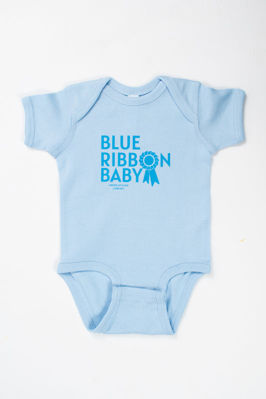 ‘Blue Ribbon Baby’ Blue Onesie