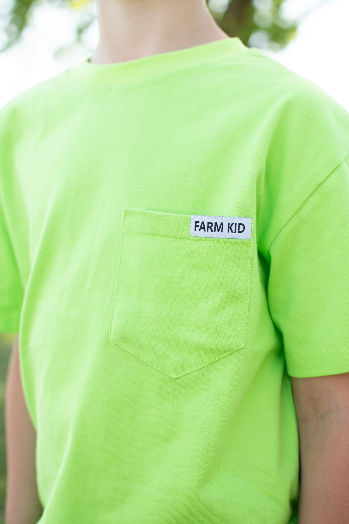 Bright Green 'Farm Kid' Cotton Toddler/Youth Pocket Tee