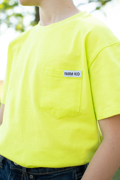Bright Yellow 'Farm Kid' Cotton Toddler/Youth Pocket Tee