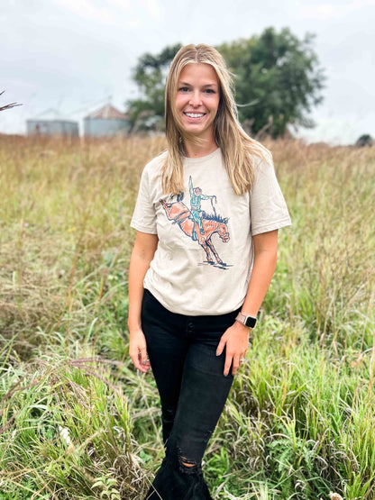 Bronc Rider Tan Tee - American Farm Company