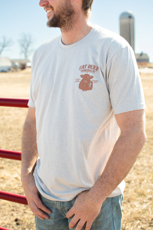 Brown Angus 'Eat Beef America' Tan Essentials Tee