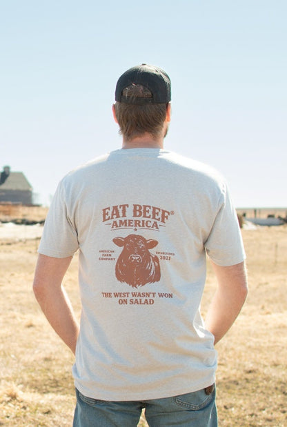 Brown Angus 'Eat Beef America' Tan Essentials Tee