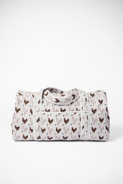 Brown Chicken Quilted Duffle Bag