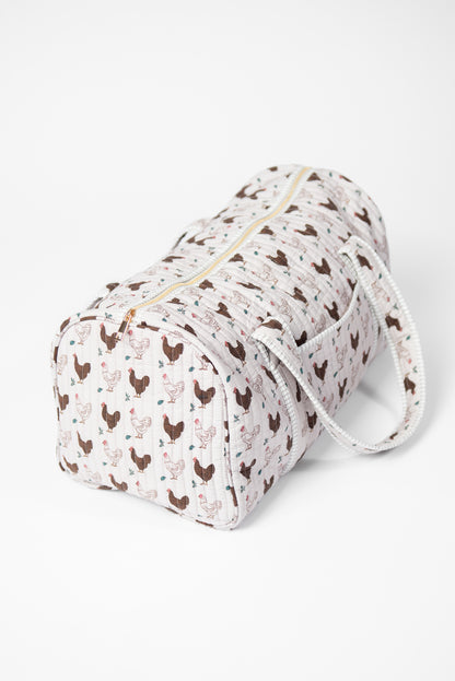 Brown Chicken Quilted Duffle Bag
