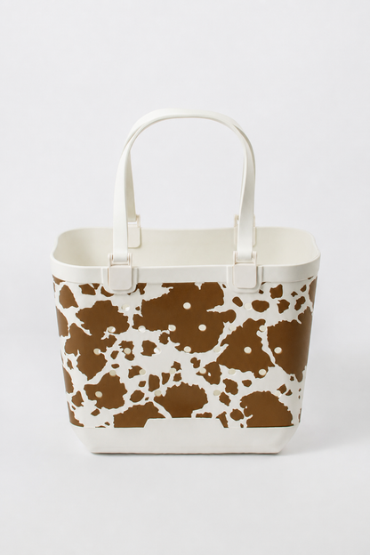 Brown Cow Print Utility Tote Bag - 18"
