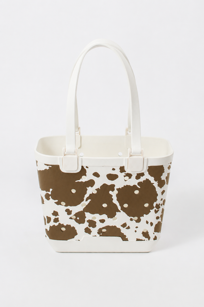 Brown Cow Print Utility Tote Bag - 14.5"