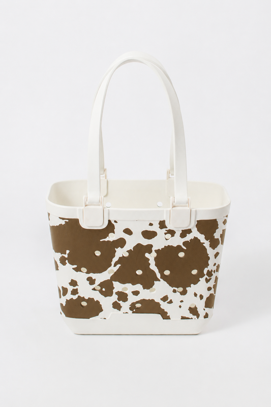 Brown Cow Print Utility Tote Bag - Small