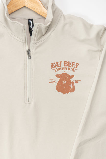 Brown Angus 'Eat Beef America' Performance 1/4 Zip Pullover