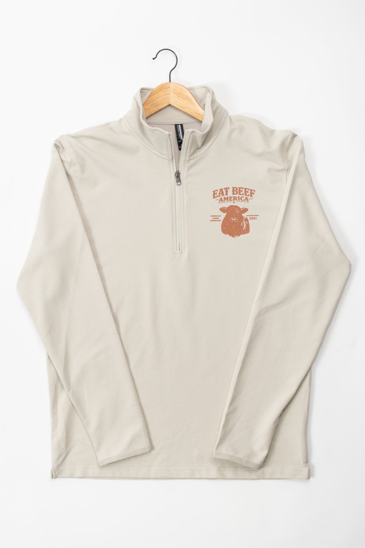 Brown Angus 'Eat Beef America' Performance 1/4 Zip Pullover
