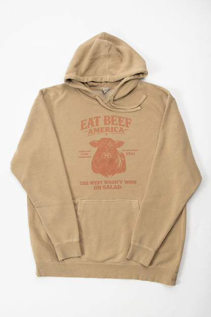 Brown Angus 'Eat Beef America' Sandstone Hoodie