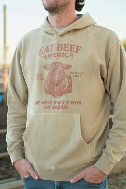Brown Angus 'Eat Beef America' Sandstone Hoodie