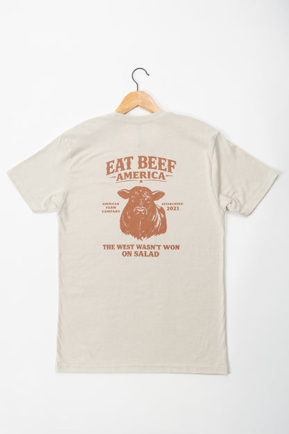 Brown Angus 'Eat Beef America' Tan Essentials Tee