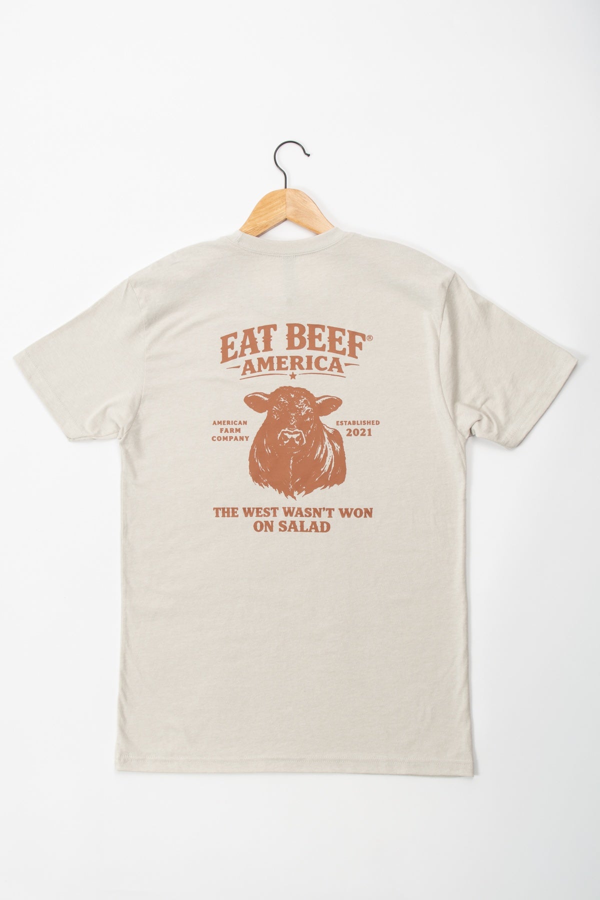 Brown Angus 'Eat Beef America' Tan Essentials Tee