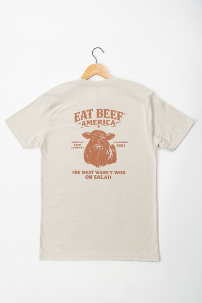 Brown Angus 'Eat Beef America' Tan Essentials Tee