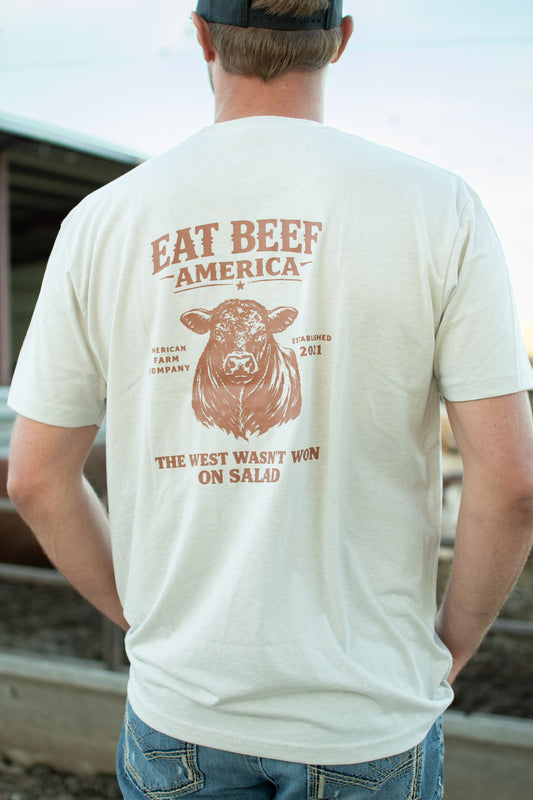 Brown Angus 'Eat Beef America' Tan Essentials Tee
