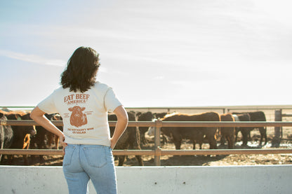 Brown Angus 'Eat Beef America' Tan Essentials Tee