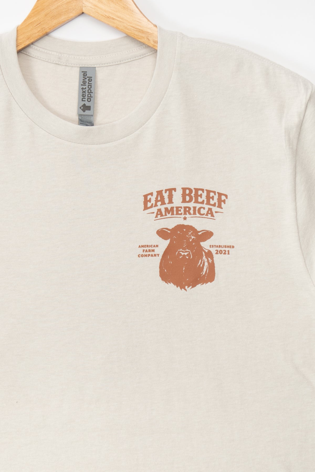 Brown Angus 'Eat Beef America' Tan Essentials Tee
