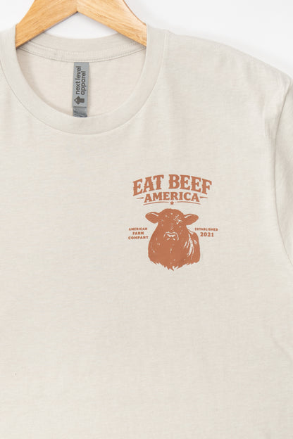 Brown Angus 'Eat Beef America' Tan Essentials Tee