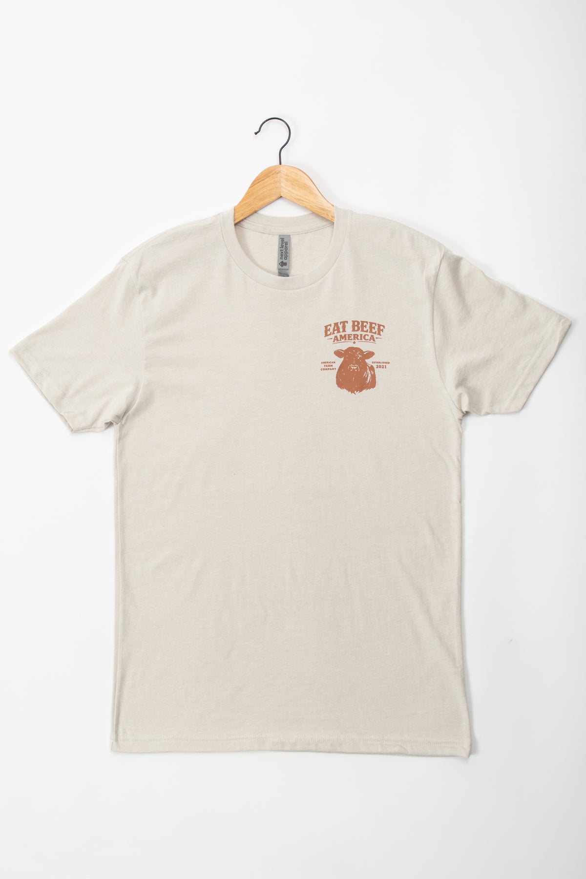 Brown Angus 'Eat Beef America' Tan Essentials Tee
