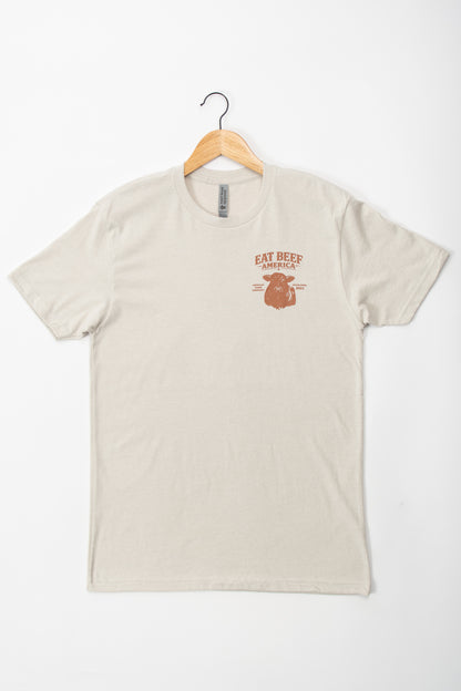 Brown Angus 'Eat Beef America' Tan Essentials Tee