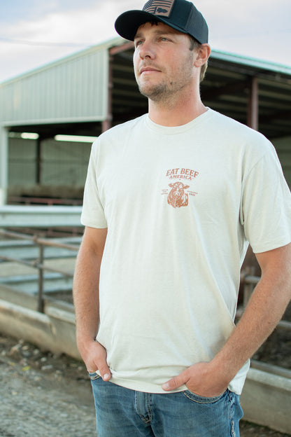 Brown Angus 'Eat Beef America' Tan Essentials Tee