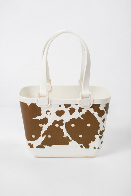 Brown Cow Print Utility Beach Tote - 12"