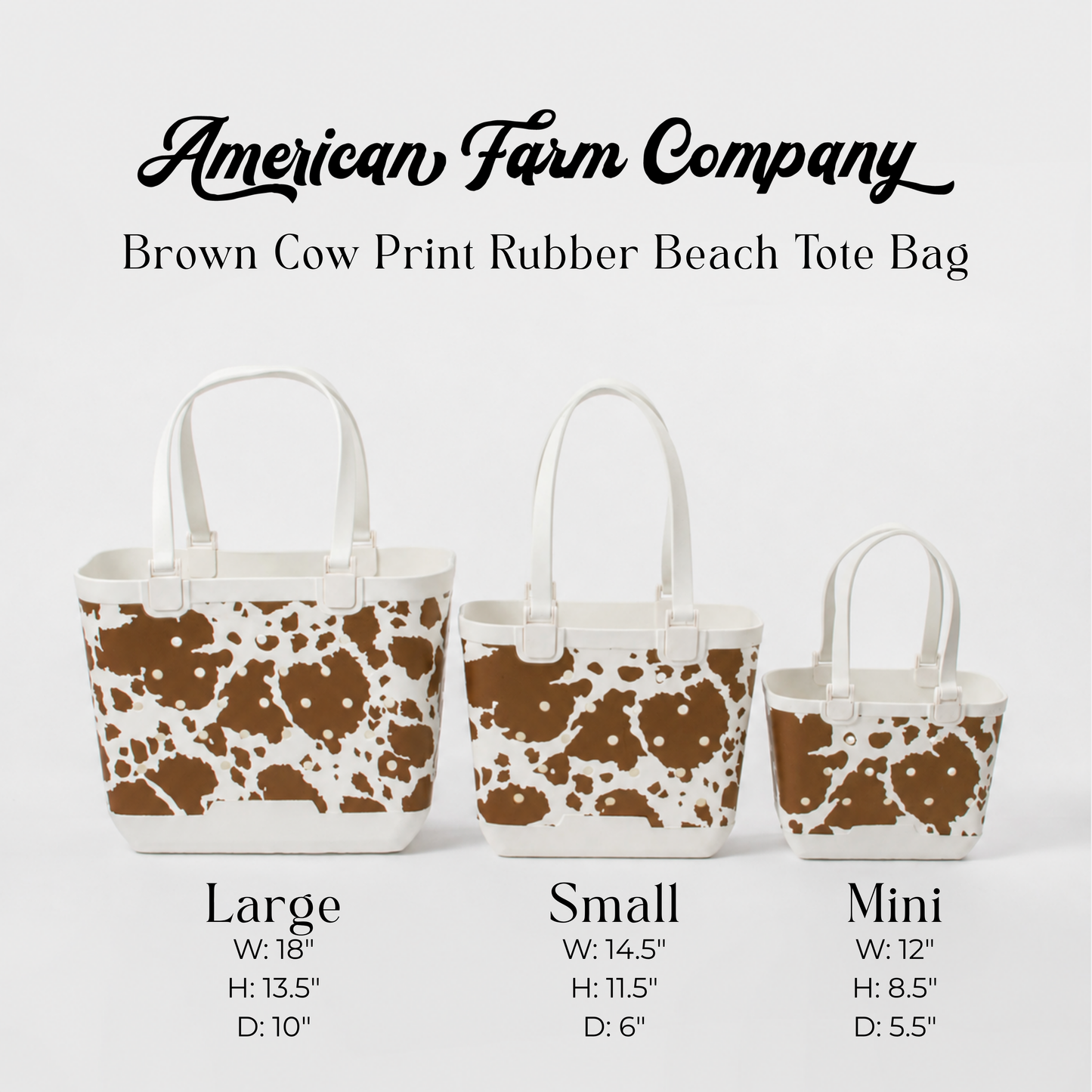 Brown Cow Print Utility Beach Tote - 12"