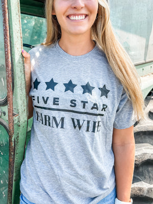 'Five Star Farm Wife' Grey Tee