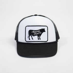 ‘American Farm Co.’ Cow Patch Foam Cap - Black & White