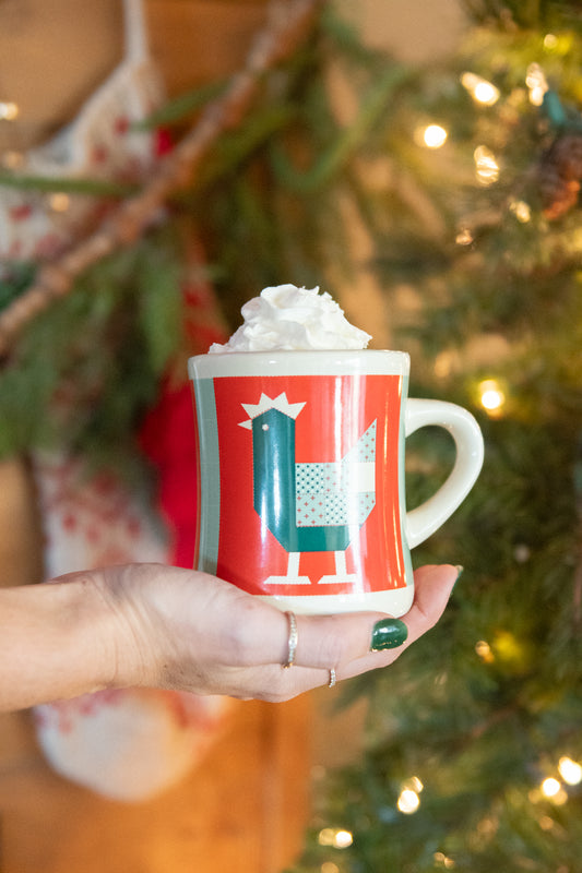 Patchwork Christmas Chicken Ceramic Mug