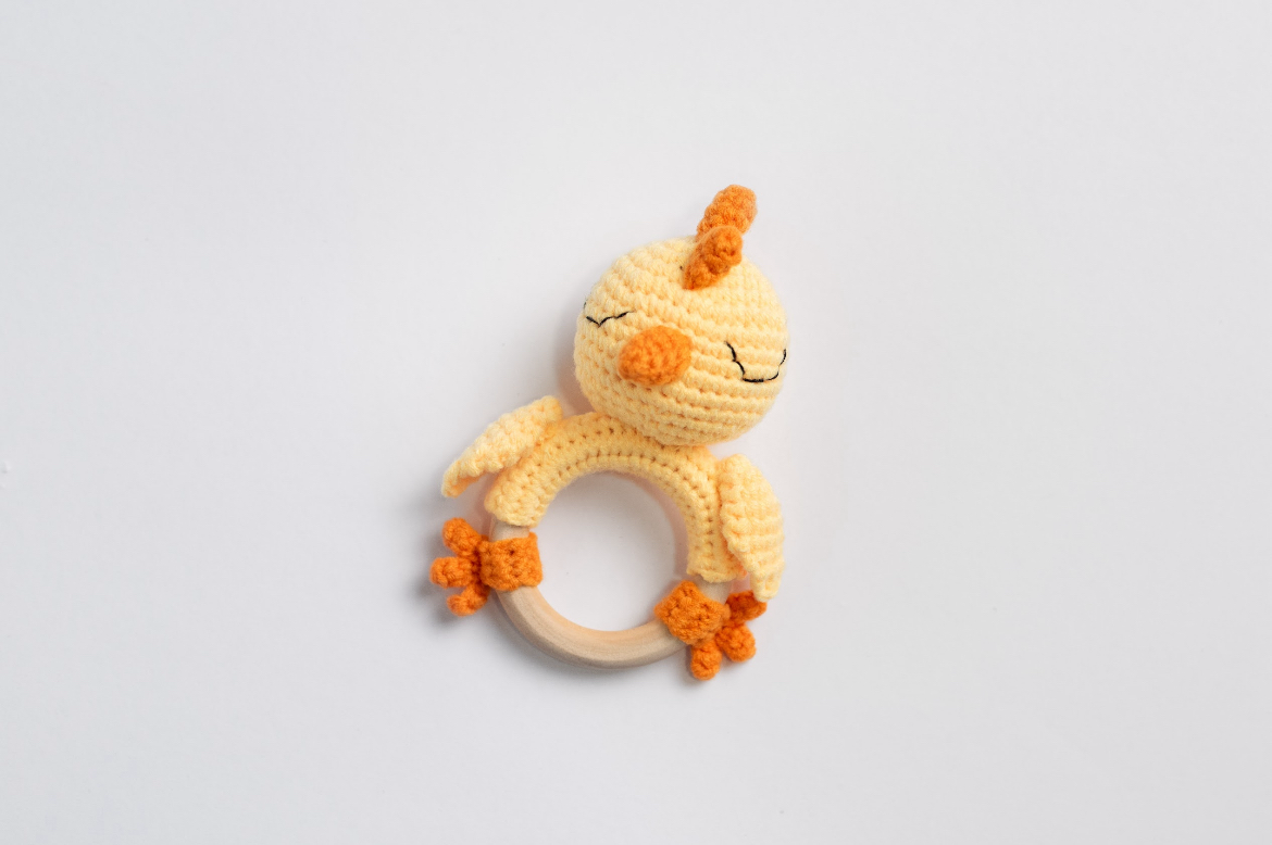 Estella Knit Baby Rattle ~ Chicken