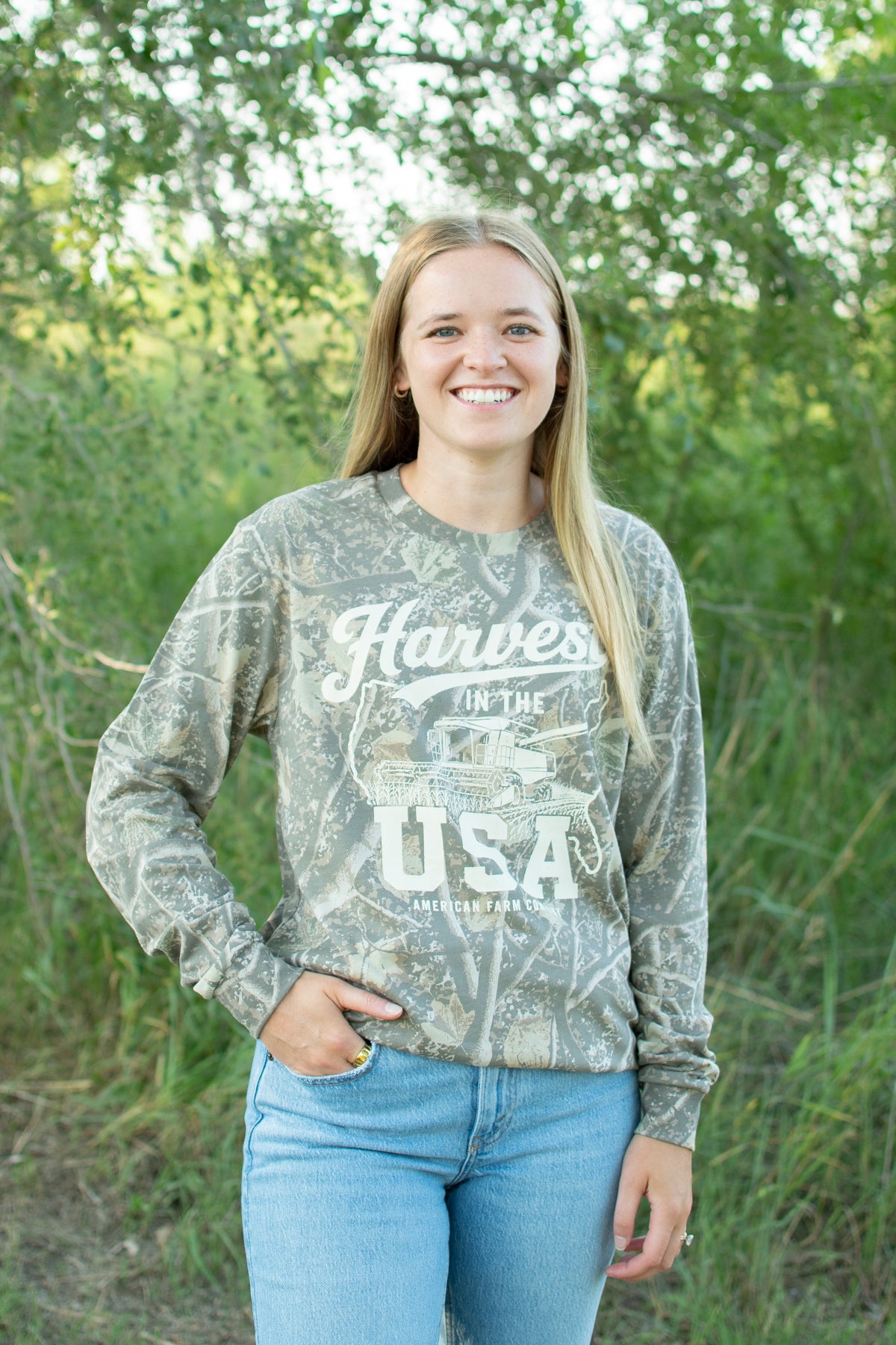 Camo 'Harvest in the USA' Adult Long Sleeve