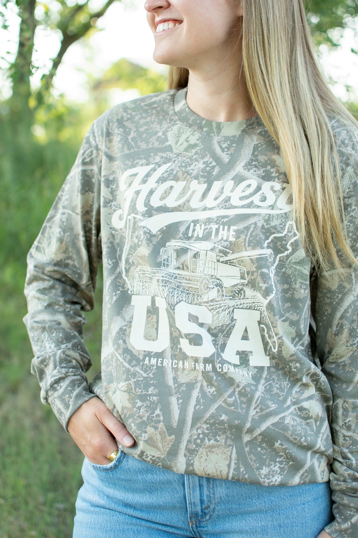 Camo 'Harvest in the USA' Adult Long Sleeve