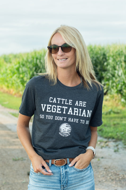 'Cattle Are Vegetarian' Grey Tee