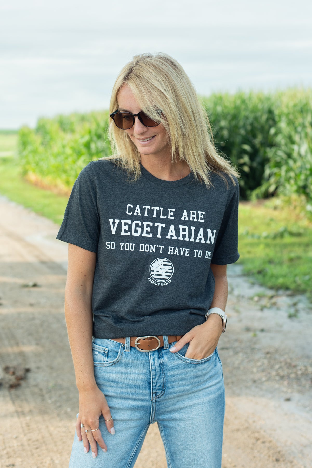 'Cattle Are Vegetarian' Grey Tee