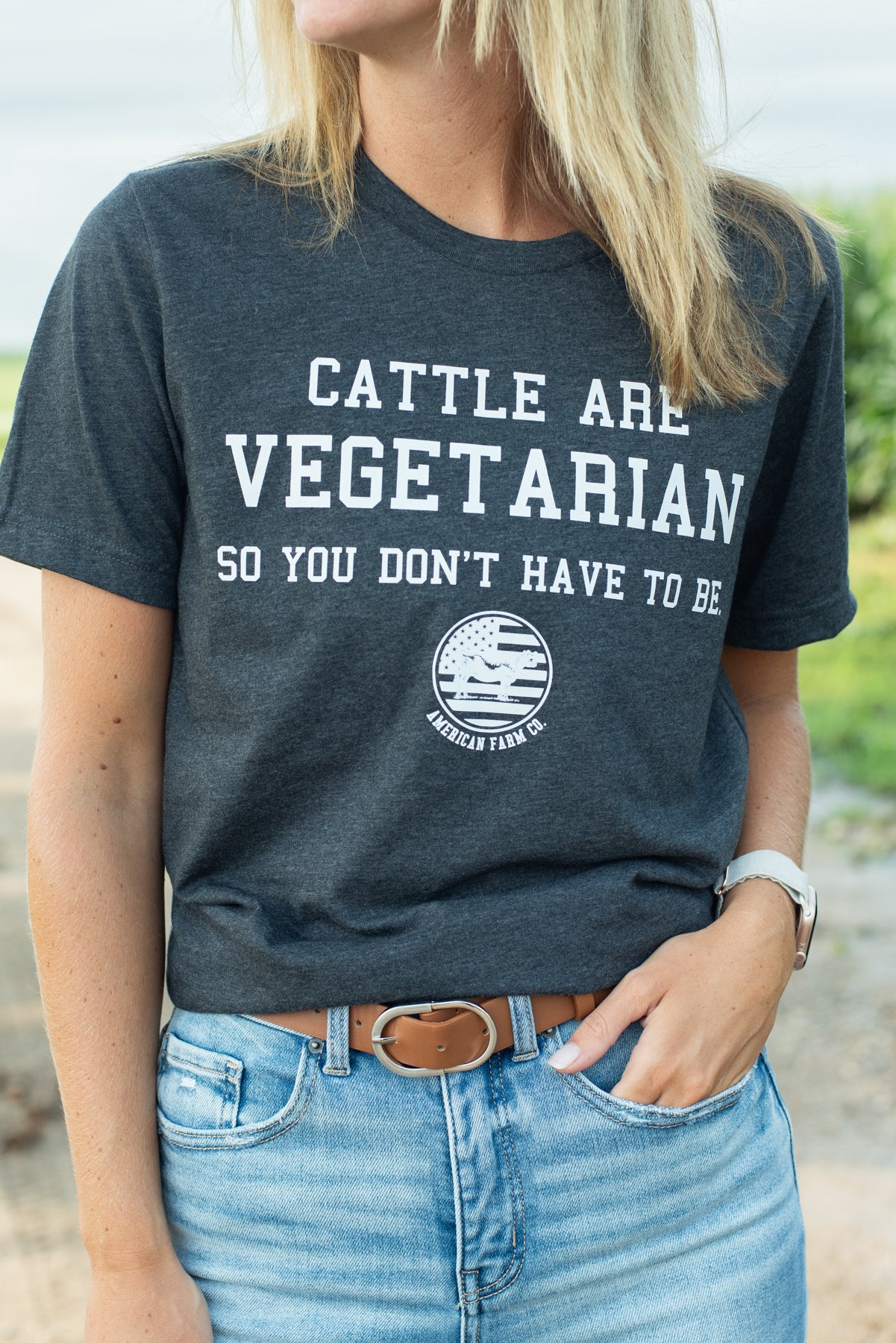 'Cattle Are Vegetarian' Grey Tee