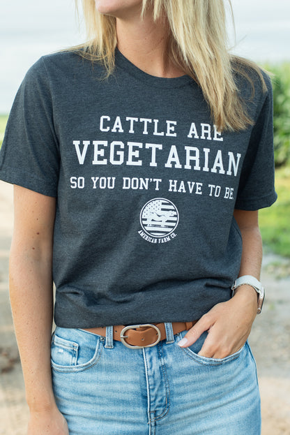 'Cattle Are Vegetarian' Grey Tee