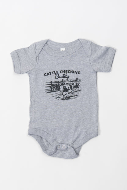 'Cattle Checking Buddy' Gray Onesie