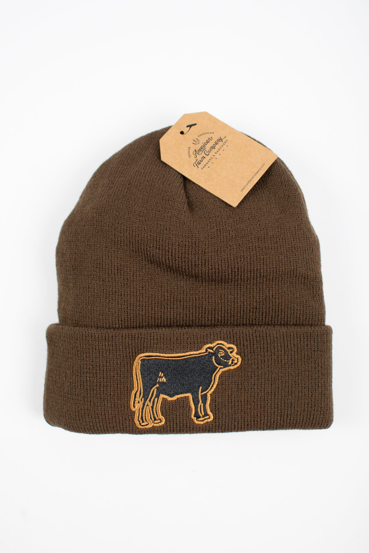 Cattle Patch Knit Cuffed Stocking Cap