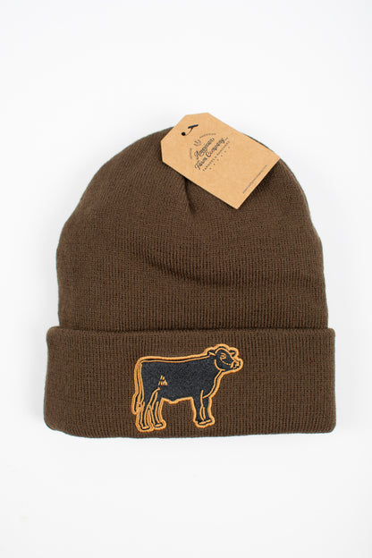 Cattle Patch Knit Cuffed Stocking Cap