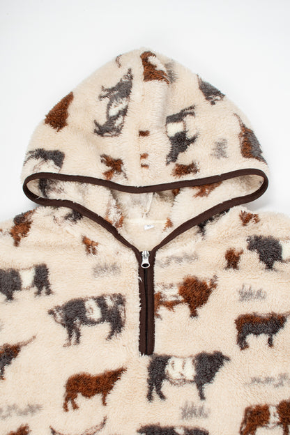 Cattle Sherpa Adult 1/4 Zip Hoodie