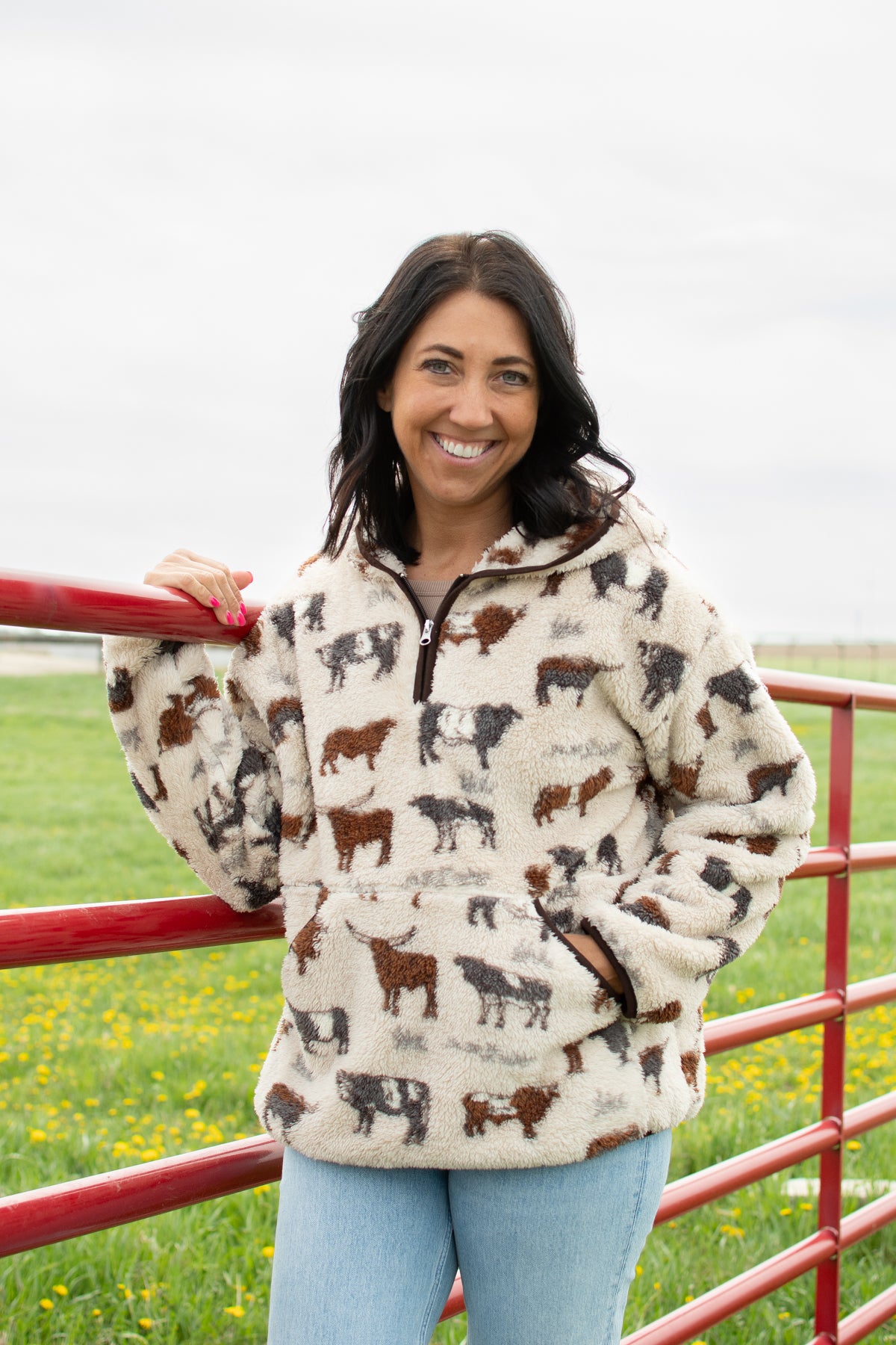 Cattle Sherpa Adult 1/4 Zip Hoodie