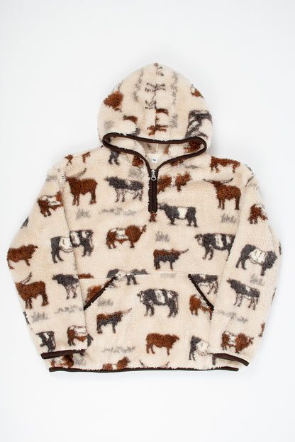 Cattle Sherpa Youth 1/4 Zip Hoodie