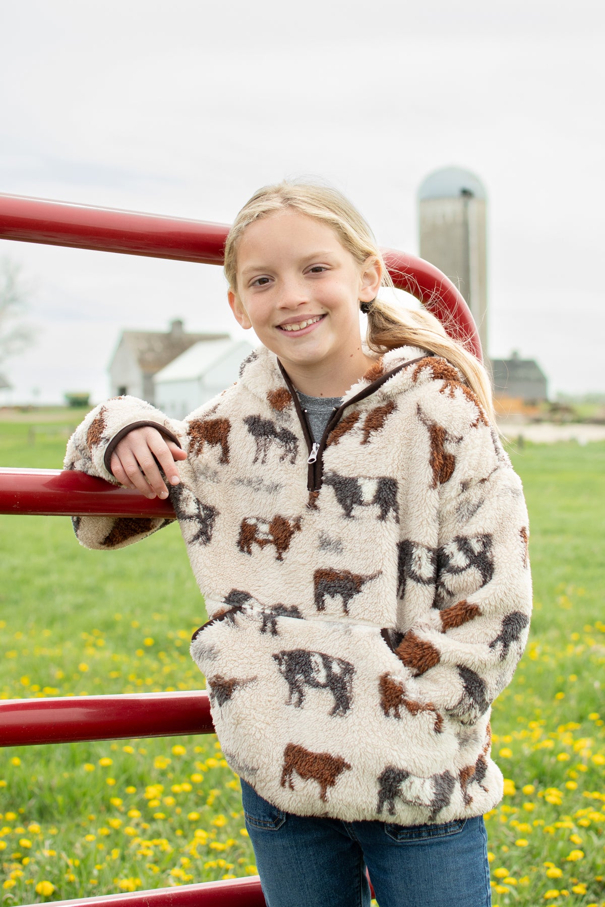 Cattle Sherpa Youth 1/4 Zip Hoodie