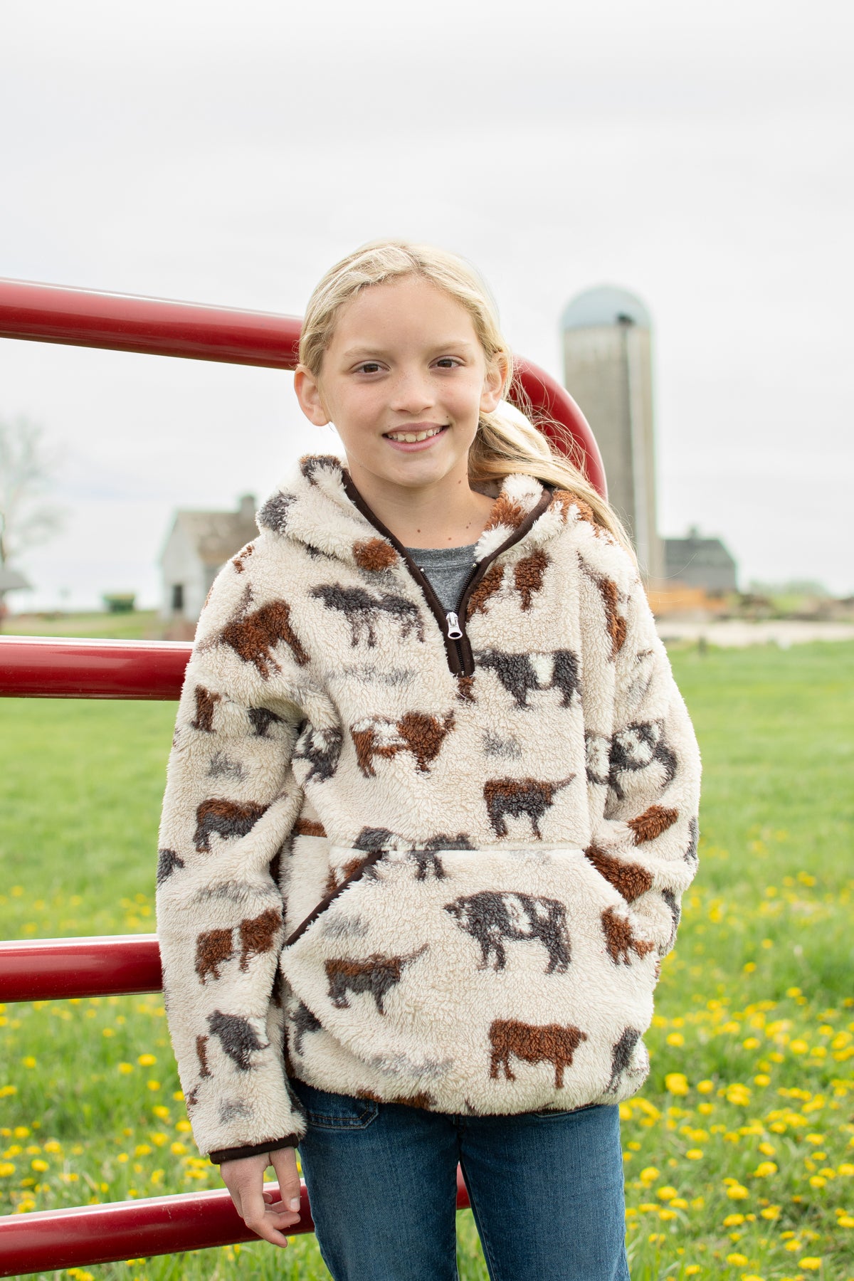 Cattle Sherpa Youth 1/4 Zip Hoodie