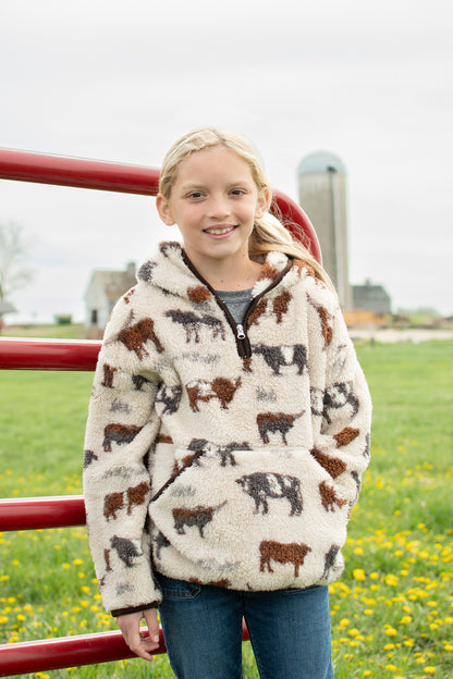 Cattle Sherpa Youth 1/4 Zip Hoodie